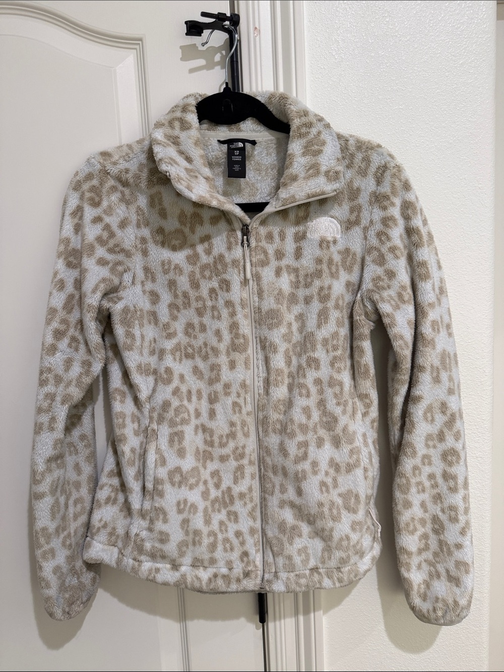 North face XS leopard print zip up jacket